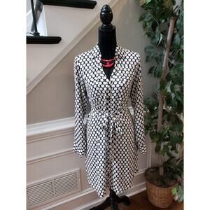 Express Women's Size M Black White Polka Dot Belted Shirt Dress Polyester